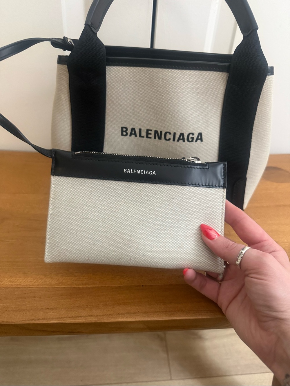 Balenciaga Navy Cabas XS Canvas title back with pouch and dustbag